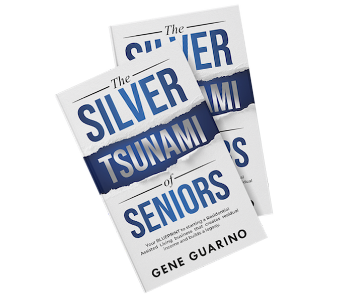 The Silver Tsunami of Seniors Book Cover Mockup, Two books stacked on top of one another