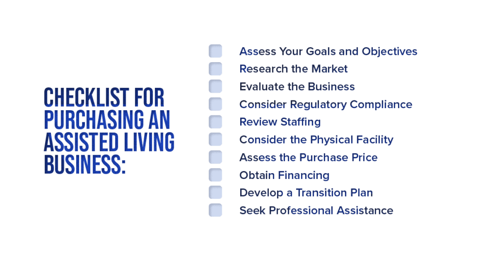 Checklist for purchasing an assisted living business