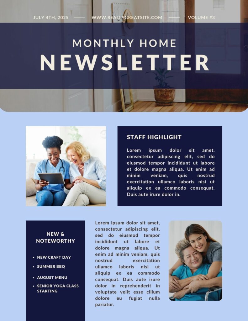 Sample monthly newsletter