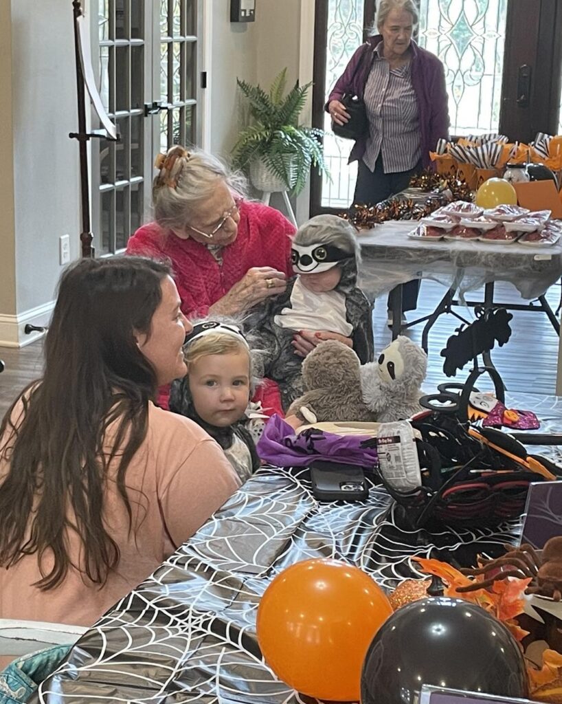 Residential assisted living family celebrating Halloween.