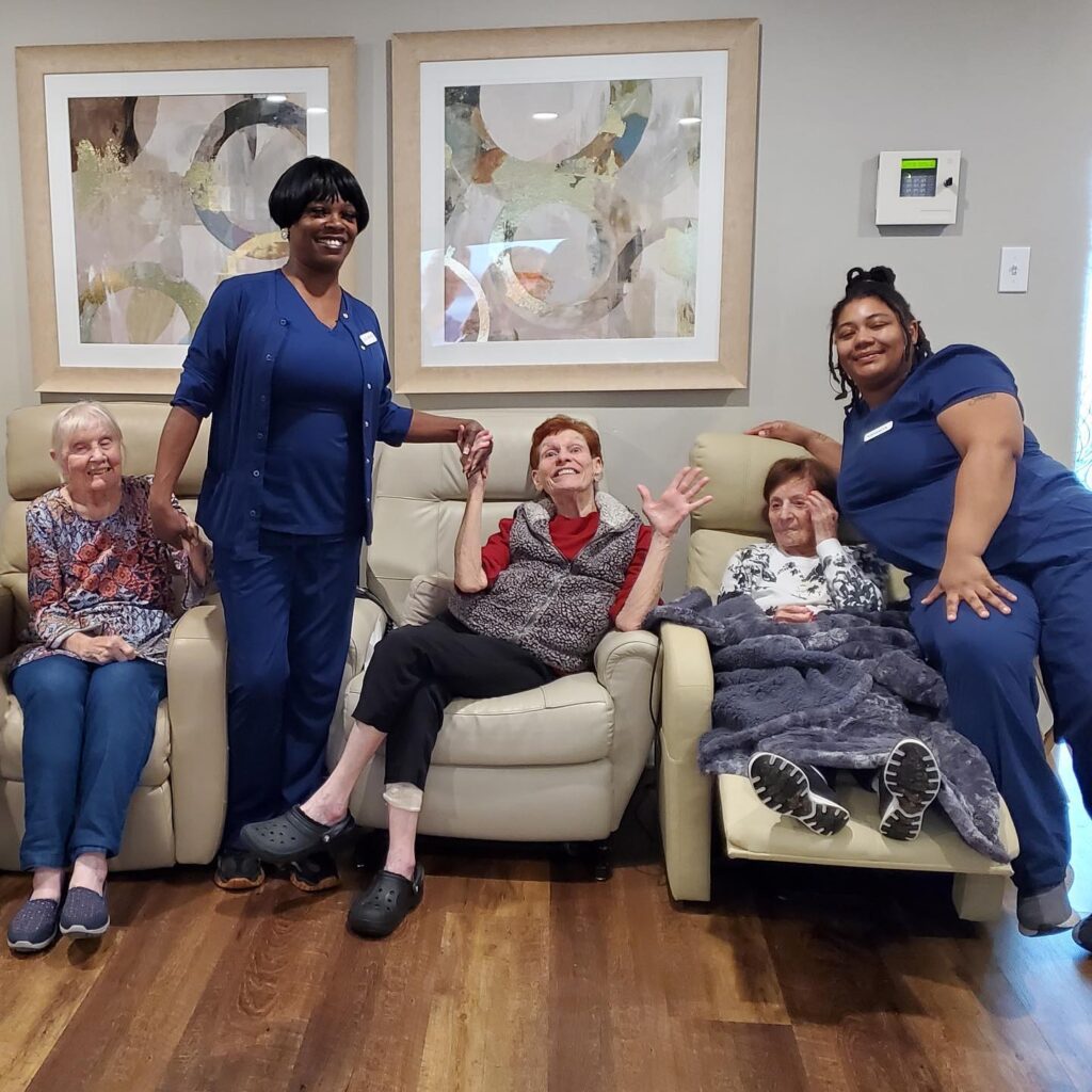 Residential assisted living staff and residents